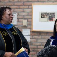 Sherril Soman talking to faculty